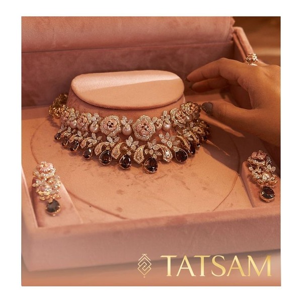 Rosewood Blossom Bridal Diamond Necklace in Surat