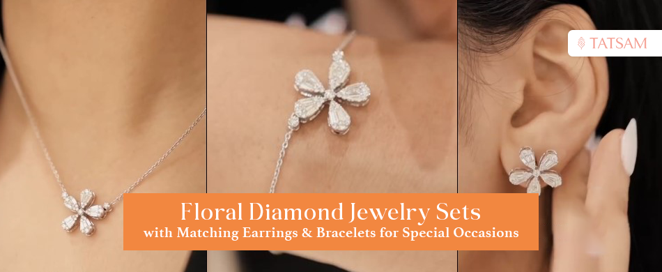 Floral Diamond Jewelry Sets with Matching Earrings & Bracelets for Special Occasions